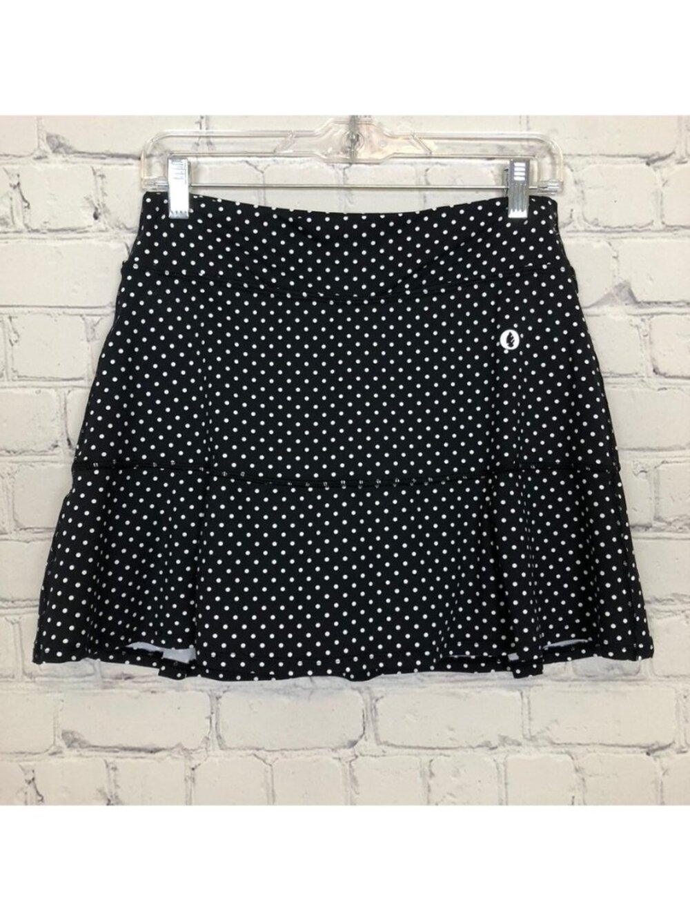 Dona Jo Black Polka Dot JoJo Skirt Skort Size 2 Large Tennis Pickleball